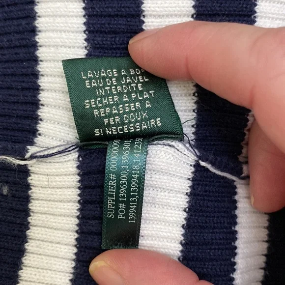 Lauren Ralph Lauren Navy & White Striped Sweater - Picture 7 of 7